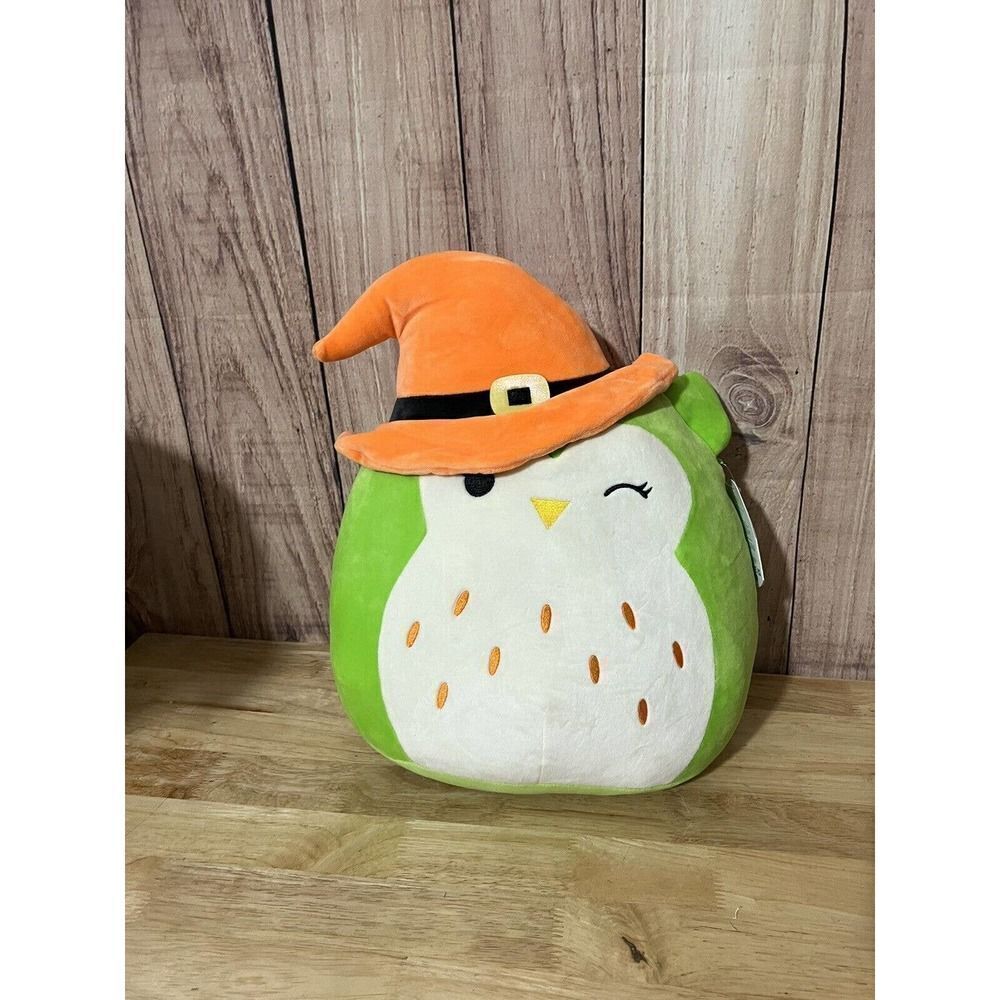 Squishmallow Alder the Green Owl Witch Halloween Plush Kellytoy